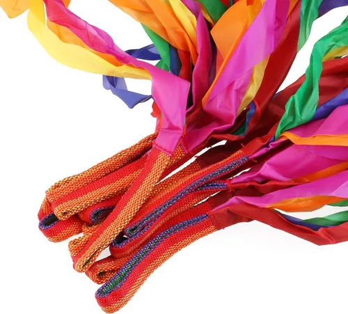 Vista 4 de Cintas de baile arcoíris, 12 cintas de ritmo para niños y adultos, brillantes y multicolor
