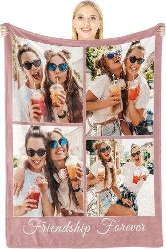 Vista 10 de Manta personalizada con imagen, regalos personalizados para novio, novia, regalos conmemorativos de aniversario para él, su pareja, regalos