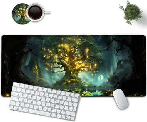 Vista 29 de Alfombrilla de mouse grande de 31.5 x 11.8 pulgadas, extendida para juegos con bordes cosidos, protector de alfombrilla de mouse XXL, base de goma