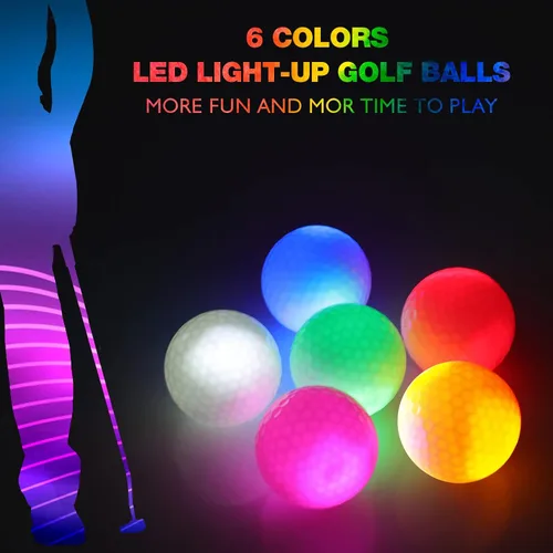 Vista 5 de Pelotas de golf que brillan en la oscuridad, pelota de golf LED de larga distancia que brilla por la noche, juegos deportivos de golf para hombres