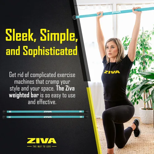 Vista 2 de ZIVA Chic - Barra con peso – Barra corporal de entrenamiento para entrenamiento de fuerza, equilibrio, flexibilidad y fitness general – Núcleo