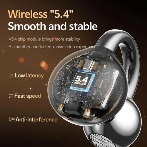 Vista 2 de Auriculares con clip, auriculares abiertos inalámbricos Bluetooth 5.4 con micrófono, auriculares con clip de oreja, mini auriculares para correr