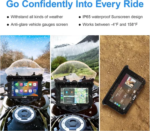 Vista 5 de LBW Carplay de motocicleta de 5 pulgadas con Dash Cam y TPS, Android Auto, cámara frontal y trasera HD 1080P (chip IMX307), sensor G, pantalla