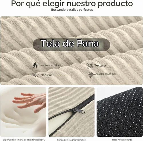 Vista 6 de Sofá Cama Convertible de 59 Pulgadas, Cama de Sofá de Pana Sin Estructura, Sofá Cama Futón Extraíble, Sofá Plegable para Sala de Estar