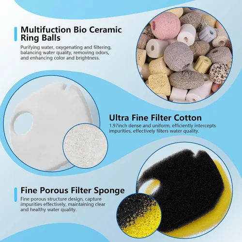 Vista 4 de AQQA Filtro de Cartucho de 317 GPH, filtros de cartucho externos ultra silenciosos para acuario, filtro de acuario de filtración de 3 etapas