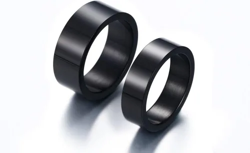 Vista 3 de Anillos personalizados para parejas, grabado personalizado de tungstenoacero inoxidable para él y ella, juego de anillos de boda para hombres