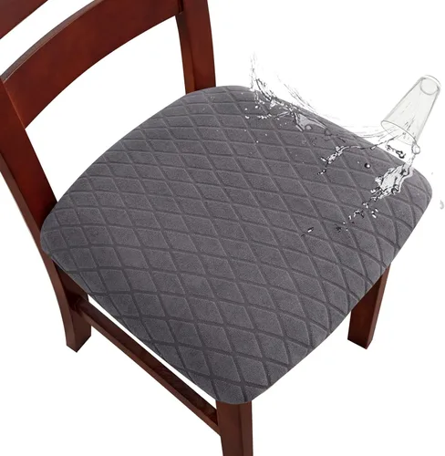 Vista 10 de Genina Fundas de asiento impermeables para sillas de comedor, fundas elásticas extraíbles y lavables, fundas de cojín para sillas de comedor