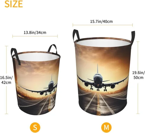 Vista 5 de backpack airplane print Circular Hamper Waterproof Storage Bin Organizer Basket Laundry Hamper With Handles For Clothes Toys Small