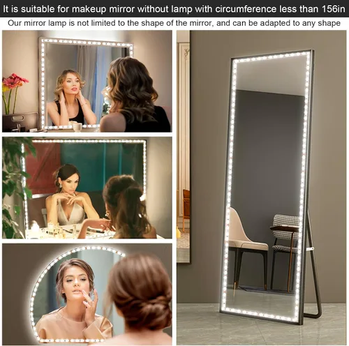 Vista 6 de Luces LED para Espejo de Tocador para Mesa de Maquillaje y Tocador, Kit de Tira de Luz LED Flexible de 13 pies, 6000K Luz Blanca Diurna con Blanco
