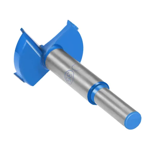Vista 6 de Forstner Broca - Broca de carburo de tungsteno de [1.378 in] para muebles de madera, bisagra, carpintería, vástago redondo, azul oscuro