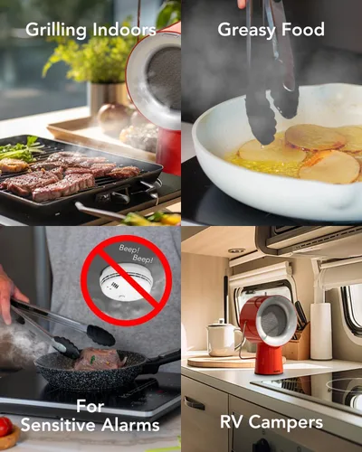 Vista 7 de Airhood Ventilador de Cocina Portátil Inalámbrico Campana Extractora con 5 Filtros de Aire de Carbón Activado y Filtro de Aceite de Acero