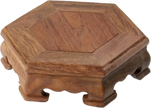 Vista 17 de Base de madera, pedestal tradicional, soporte de exhibición de artesanía tradicional, base de madera, jarrón oriental, decoración de base de tetera