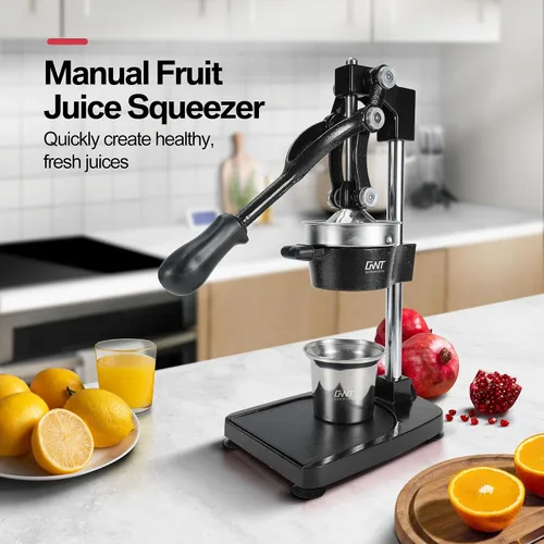 Vista 2 de Exprimidor manual de 45,7 cm de altura, comercial, de hierro fundido resistente, para exprimir naranjas, cítricos, limones, limas, pomelo