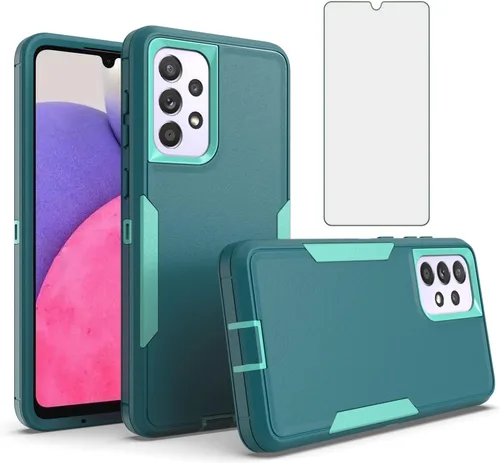 Vista 6 de Asuwish Funda protectora de pantalla de vidrio templado para Samsung Galaxy A23 5G/4G y delgada y resistente película híbrida de doble capa