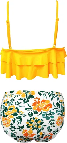 Vista 2 de SHEKINI Trajes de baño de dos piezas con volantes y estampado floral para niñas