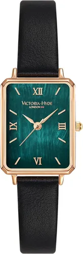 Vista 2 de VICTORIA HYDE Relojes de mujer Verde Madre de Pearl Dial Relojes de pulsera para mujer Correa de cuero genuino Caja rectangular clásica (verde)
