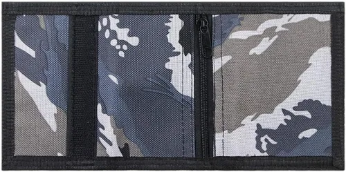 Vista 2 de Cartera de lona triple RFID para deportes al aire libre para hombres lindo monedero con cremallera y bolsillo frontal para niños color camuflaje
