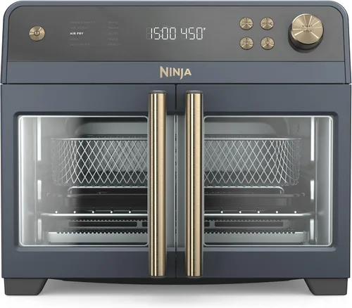 Vista 11 de Ninja Horno de freír de aire Premier de puerta francesa Funciones 10 en 1 Capacidad de 20.3 cuartos de galón Cesta de freidora de aire de 5