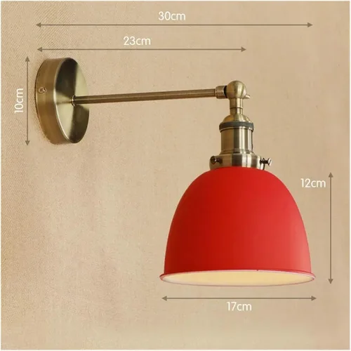Vista 4 de Brass Black Retro LED Wall Light Fixtures Loft Industrial Vintage Arm Lamp Lamparas,Ideal for Bedroom Rojo