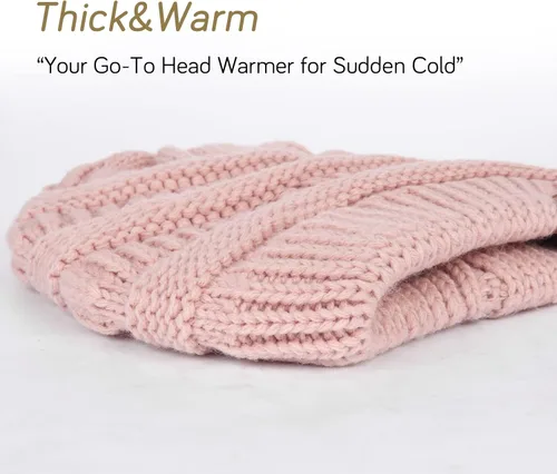 Vista 14 de FURTALK Gorro de invierno para mujer, con forro de satén, tejido trenzado, grueso, holgado, gorro cálido