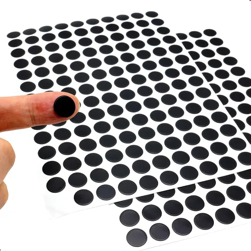 Vista 4 de Adhesivos autoadhesivos para agujeros de tornillo, 2 mesas 140 en 1, tapas autoadhesivas para tornillos a prueba de polvo, 0.472 in, color negro