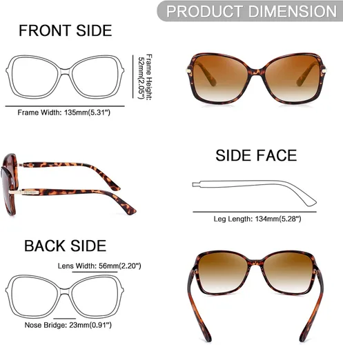 Vista 5 de FEISEDY Lentes de sol polarizados para mujer, marco de color elegante y moderno para mujer, protección UV400 B2760