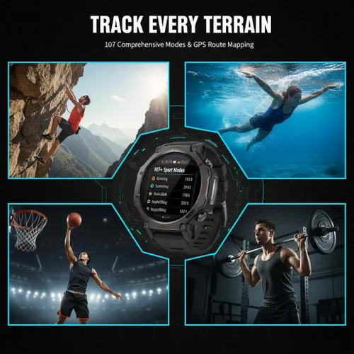 Vista 5 de Reloj inteligente KC91 AI, pantalla HD de 1.39 pulgadas, GPS, GPT, 107 modos deportivos, llamadas Bluetooth, rastreador de actividad impermeable