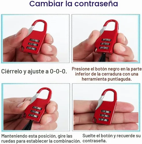 Vista 6 de Candado de combinación de 3 dígitos de aleación de zinc, candado pequeño de combinación segura para maletas, maletas, maletines, bolsas