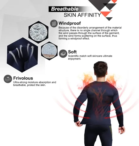 Vista 4 de MEETWEE Men's Thermal Underwear Set, Winter Ski Gear Fleece Lined Long Johns Base Layer Warm Top & Bottom for Skiing Black