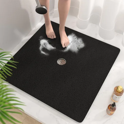 Vista 9 de HITSLAM - Tapete cuadrado para ducha, de 24 x 24 pulgadas, tapete de baño antideslizante para bañera, tapetes de baño de alcachofa de PVC suave