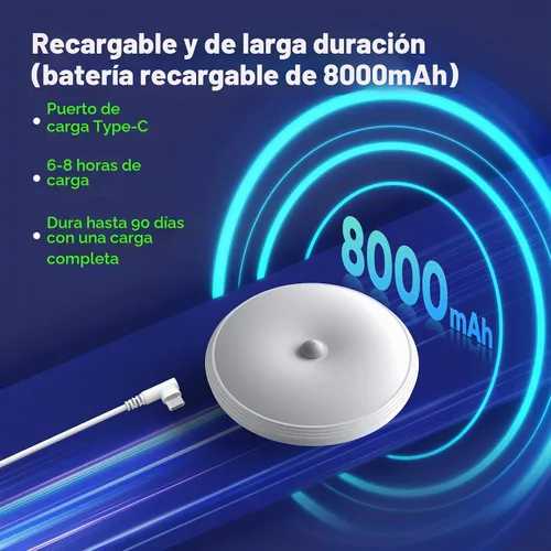 Vista 2 de Luces de armario recargables con sensor de movimiento, luz de techo a batería, luz inalámbrica con sensor de movimiento para interiores, luz