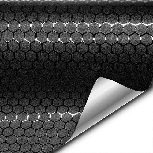 Vista 4 de VViViD+ - Vinilo para envoltura de coche con patrón de nido de abeja negro mate (1 x 5 pies)