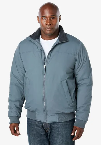 Vista 6 de KingSize Chaqueta bomber grande y alta con forro polar para hombre Negro