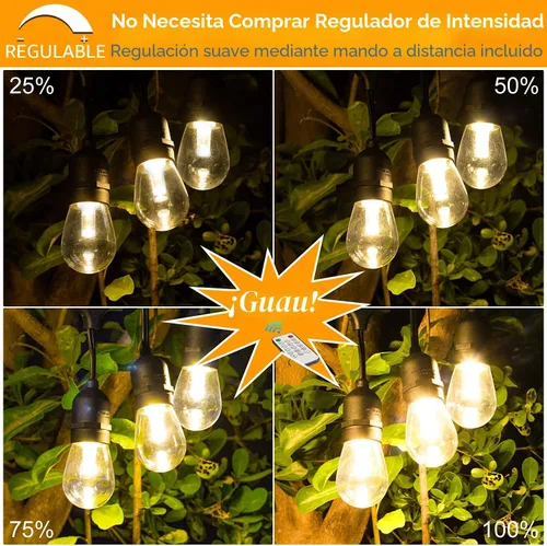 Vista 5 de Mlambert Tira de luces LED regulables para exteriores de 3 colores con Negro
