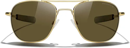 Vista 2 de MERRY'S Gafas de sol polarizadas militares clásicas cuadradas aviador para hombres o mujeres S8636