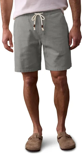 Vista 2 de Comdecevis Pantalones cortos de lino y algodón elástico para hombre, de 7 pulgadas, casuales, ligeros, para verano, playa, con cintura elástica