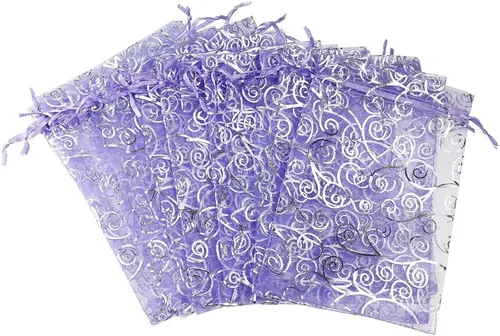 Vista 4 de Bolsa de organza con cordón de 5 x 7 pulgadas, 50 unidades, regalo fuerte, caramelo, B6ag, joyería, fiesta, boda, favor (negro)