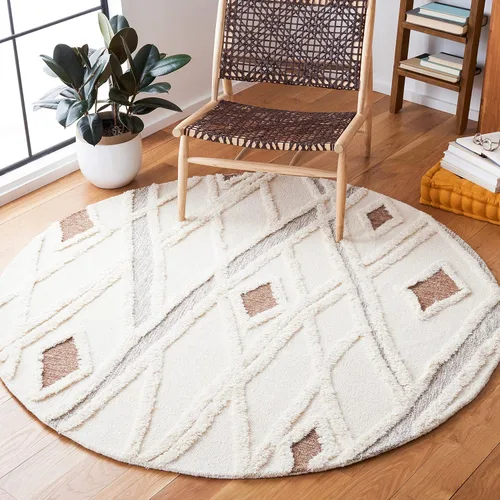 Vista 18 de SAFAVIEH Casablanca Collection - Alfombra decorativa de 2 x 3 pies, color marfil y marrón, lana marroquí hecha a mano, ideal para zonas de alto