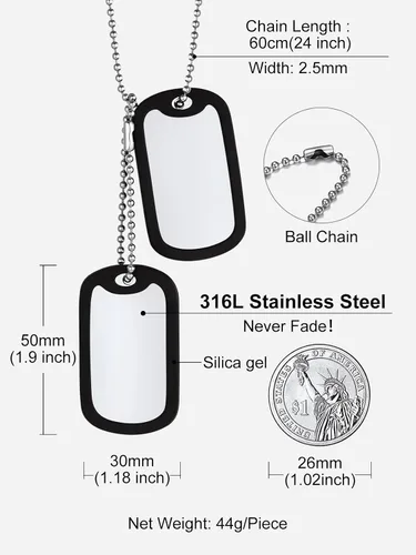 Vista 5 de Richsteel - Placa de identificación estilo Hip Hop militar para collar, fibra de carbón, colgante de bibliabala, para mujeres y hombres joya