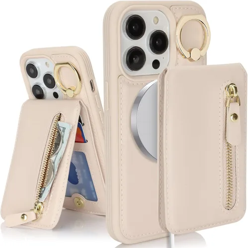 Vista 33 de para iPhone 14 Funda con soporte magnético Magsafe compatible, llavero de cuero PU plegable con soporte desmontable, funda tipo cartera 2-en-1