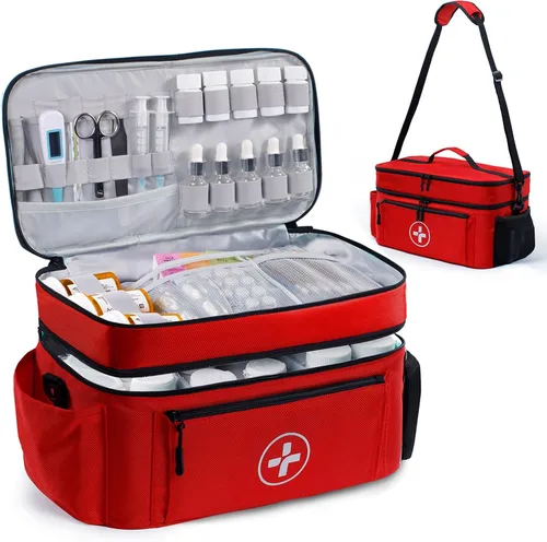 Vista 9 de BAGSFY Organizador de bolsas de medicamentos de viaje, bolsa médica vacía, organizador de botellas de píldoras para el hogar, gran almacenamiento
