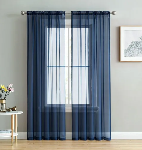 Vista 11 de Empire Home Charli - Juego de 2 paneles de cortina de gasa transparente sólida para ventana (120 pulgadas, superlargos, negro)