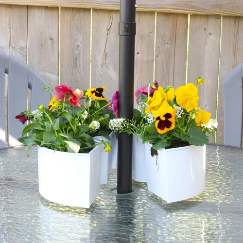 Vista 9 de AuldHome Design Maceta de sombrilla para mesa de patio con agujero para sombrilla (blanco)