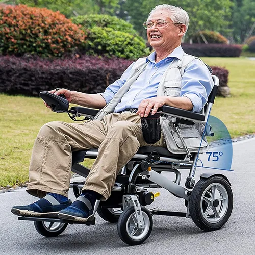 Vista 7 de Sillas de ruedas eléctricas ligeras plegables inteligentes scooter eléctrico automático para ancianos con piernas inconvenientes, discapacitados