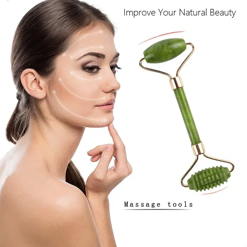 Vista 4 de Rodillos de jade para belleza facial y masaje de ojos, masajeador facial para arrugas antienvejecimiento y rejuvenecimiento de la piel, rodillo