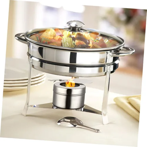 Vista 7 de DOITOOL Soporte de combustible para chafer, 2 soportes de combustible de acero inoxidable con cubierta para platos de rozaduras, bufé, barbacoa