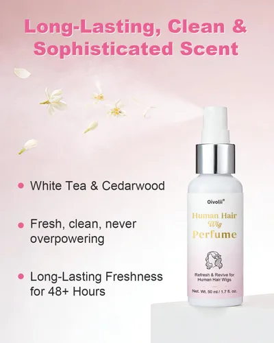 Vista 2 de Spray de perfume para peluca de cabello humano – Fragancia de té blanco y madera de cedro de larga duración, refrescante y desodorante instantáneo