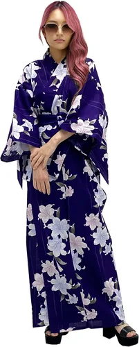 Vista 10 de Kimura Jitsugyo Bata Yukata Kawaii Tradicional de Kyoto para Mujer de Fácil Uso (Kimono Casual Japonés) Set 2 Albaricoque