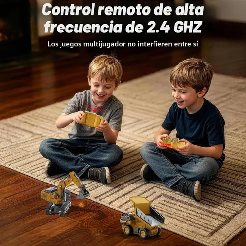 Vista 6 de 2 PCS Mini RC Vehículos de Construcción Juguete 1:64 Excavadora y Camión Excavadora y camión volquete