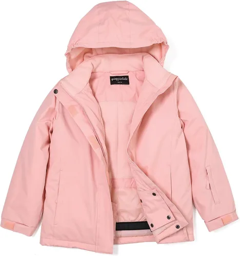 Vista 28 de Chaqueta de esquí impermeable para niñas, chaqueta de snowboard para exteriores, resistente al viento, con forro polar, abrigo de nieve cálido